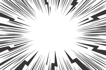 Poster - comic cartoon background with lightning burst effect. vector manga graphic with flash and abstract t