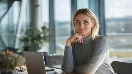 Poster - businesswoman working on laptop