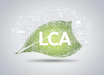 Poster - A leafy green leaf with the letters LCA on it. Green energy, Electronics and tech industry, eco-friendly business concept.