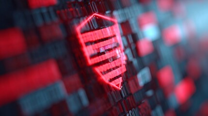 Poster - Cybersecurity concept with digital shield and encrypted data