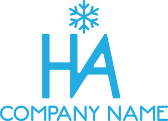 Poster - HVA letter logo design and HA letter logo with snowflake icon