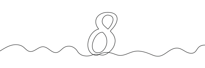 Aufkleber - number 8 in continuous line drawing style. line art of number nine. vector illustration. abstract dr