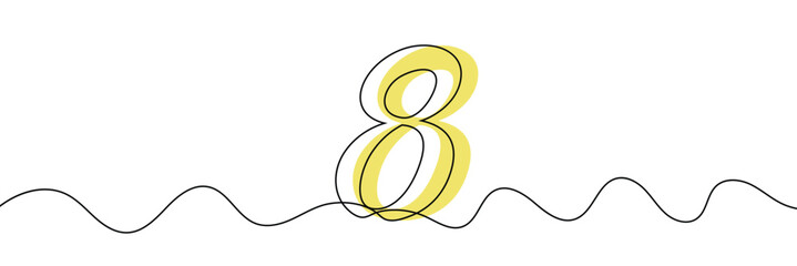Aufkleber - number 8 in continuous line drawing style. line art of number nine. vector illustration. abstract dr