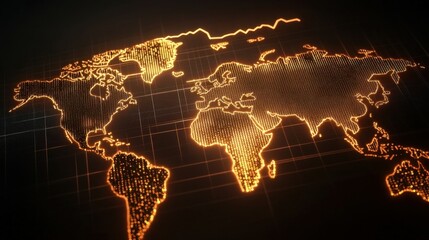 Leinwandbilder - Global economic trends: illuminated world map with rising graph line indicating financial growth