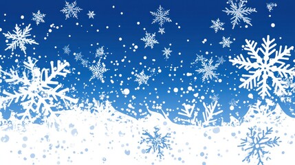Poster - a winter wonderland abstract background featuring delicate white snowflakes falling against a gradient of deep and light blue creating a serene and festive atmosphere