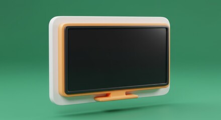Poster - Modern style television mockup featuring a blank screen display for media and marketing purposes against a green backdrop