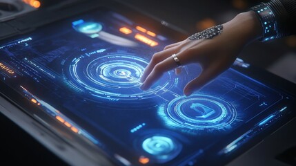 Poster - Hand Interacting with a Futuristic Interface