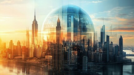 Leinwandbilder - Harmonious Fusion of Historical and Modern Dome Architecture in Urban Skyline