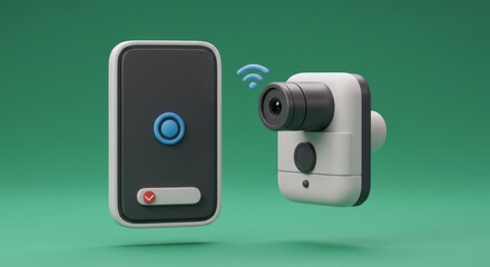 Poster - Smart home security system featuring wireless camera and smartphone app for monitoring and control providing peace of mind and enhanced protection