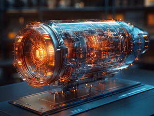 Poster - detailed cross section of futuristic electric aircraft engine showcasing intricate design