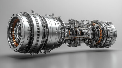 Poster - highly detailed mechanical components of jet engine showcasing intricate design and engineering