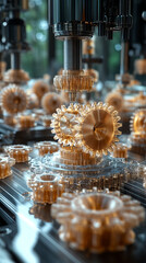 Poster - Hyper realistic 3D print of mechanical components showcasing intricate gears and cogs