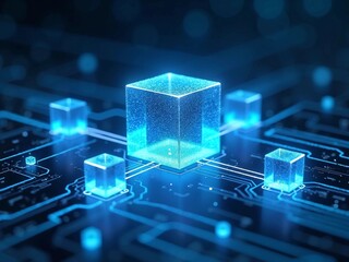 Poster - Blockchain technology concept with electronic circuit background