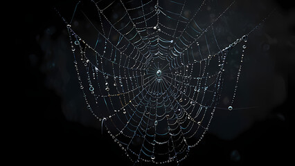 Close-Up Dew Spider Web – Moody Nature Print

