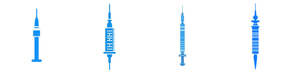 A collection of medical syringes displayed in a row, highlighting their design and functionality against a clean background, ideal for healthcare-related content isolated on white or transparent png
