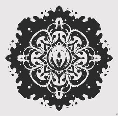 Poster - Intricate Mandala Pattern: A captivating, symmetrical mandala design. This graphic showcases a detailed and artistic pattern that's both mesmerizing and elegant.