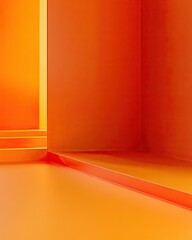 Poster - Abstract Orange Room Interior Minimalist Geometric Design