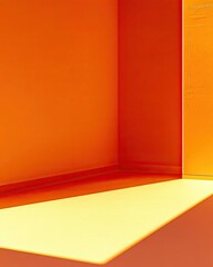 Poster - Bright Orange and Yellow Room Corner with Minimalist Platform