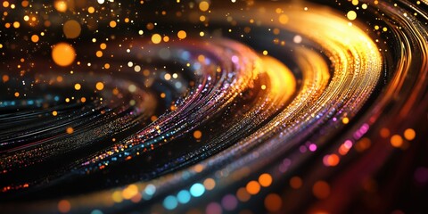 Poster - colorful abstract swirl with glowing particles and light trails in vibrant hues