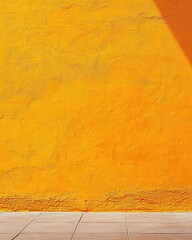 Poster - Orange and Yellow Textured Wall with Tile Floor