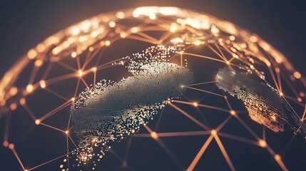 Aufkleber - Abstract global business theme, digital globe made of dots and lines, dark background with glowing elements, cyber-business atmosphere, no people in frame