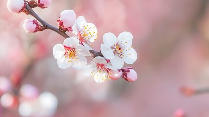 Poster - Beautiful cherry blossom flowers blooming in soft pink hues during spring bringing joy and fresh beginnings : Generative AI