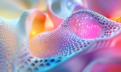 Poster - colorful abstract 3d mesh design with intricate patterns and soft lighting effects