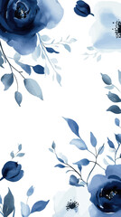 Poster - Elegant Blue and White Watercolor Floral Background for Invitations