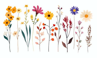Poster - Vibrant Minimalist Floral Vector on White Background for Design Projects