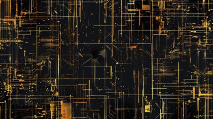 Poster - This abstract digital artwork features a glitchy pattern with broken lines, set against a dark backdrop. It conveys energy and modernity, perfect for tech-themed projects.