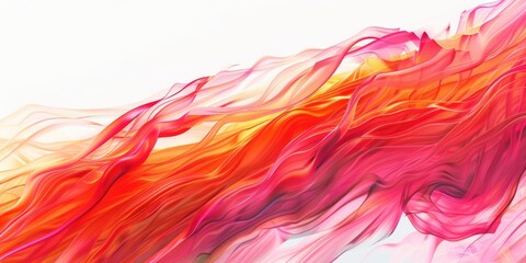 Poster - Flowing abstract pattern with pink and orange gradients. Digital artwork of red and orange cibrant color on fabric pattern floating and flowing with smooth texture. Soft wave design background. AIG51.