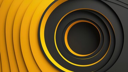 Poster - Golden rings on a textured black surface. Luxury and elegance concept. Abstract art of contrast color with black and yellow with circle shape. Digital artwork of shape place on dark background. AIG53.
