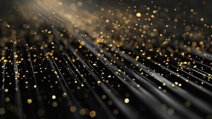 Poster - Abstract black and gold textured diagonal lines with paint splatter. Abstract image of black wall with line and glittering gold and vibrant color. Digital art for design and print. Technology. AIG53.