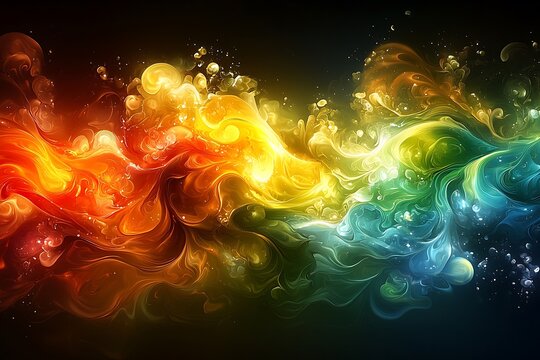 Vibrant abstract display of swirling colorful liquid.