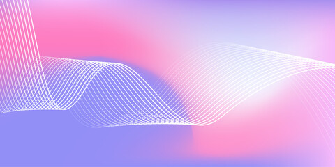 Wall Mural - abstract blue and pink gradient background with shining lines waves. minimalist pastel color backgro