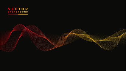 Aufkleber - Smooth wavy lines of bright red and yellow, wavy elements with small dots, black background, designed with soft but luxurious textured materials.