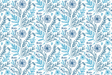  modern blue floral design in single line style for abstract textile applications wrapping and bedsheet covers

