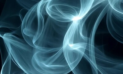 Poster - Delicate white lines twisting and tumbling across black background forming seamless loop made with Generative AI technology