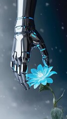 Poster - robot with a flower