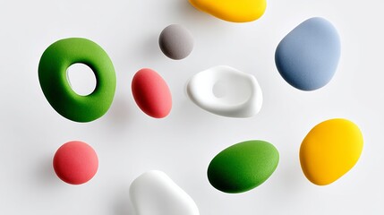 Aufkleber - collection of colorful rocks are scattered across a white background. the rocks come in various shap