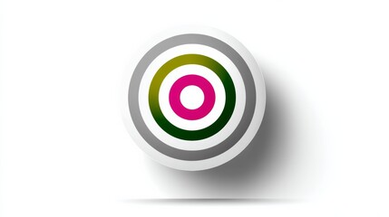 Poster - White circle with a green and white border and a pink circle in the center