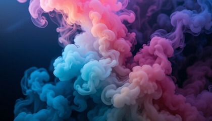 Poster - Colorful Wisps of Smoke Swirl Together in an Abstract Display of Blue, Pink, and Purple Hues on a Dark Background
