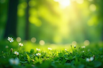 Wall Mural - abstract blurred nature scene, soft focus bokeh, plants, bokeh