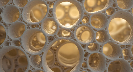Poster - Complex Beige Fractal Structure Featuring Porous Surface and Organic Cell Patterns in Intricate Three Dimensional Design