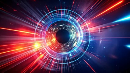 Wall Mural - Hypnotic swirling vortex of vibrant colors with energetic light trails and cosmic dust particles