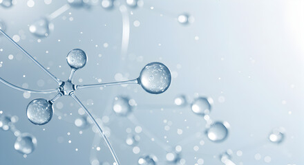 Poster - Abstract Molecular Structure with Water Droplets in Blue Tone Science and Medical Concept