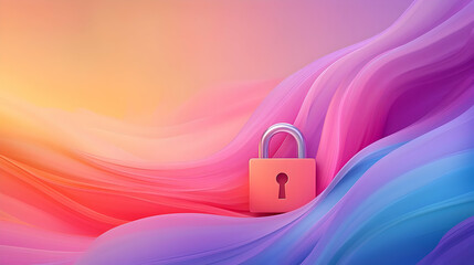 Poster - Vibrant Digital Padlock Symbolizing Cybersecurity and Data Protection