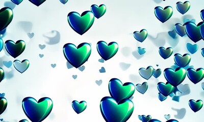 Wall Mural - love valentine's background with pink falling hearts over white. valentine's day background with red