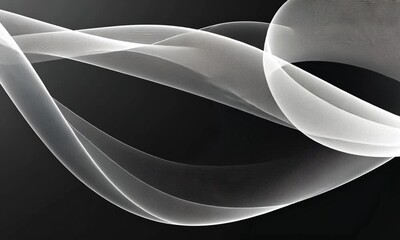 Poster - White glowing particles swirl within soft smoke in black background loop made with Generative AI technology