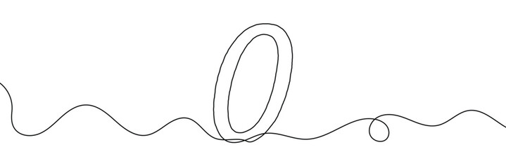 Aufkleber - number 0 in continuous line drawing style. line art of number nine. vector illustration. abstract dr